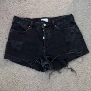 H&M Black Distressed Jean Shorts